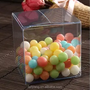 100pcs Wedding Favour Sweet Cake Gift Candy Boxes Transparent PVC Cube Gift Bags