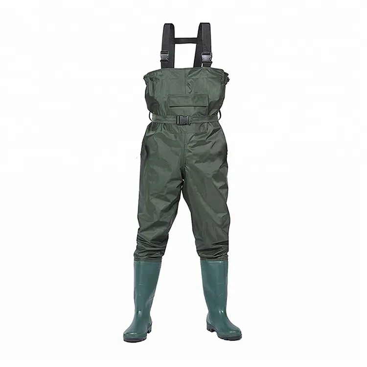 Imperméable PVC De Poitrine En Nylon de Pêche À La Mouche Cuissardes avec Pied de Botte