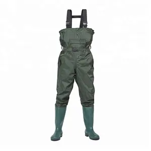 PVC Tahan Air Nilon Dada Fly Fishing Waders dengan Boot Kaki