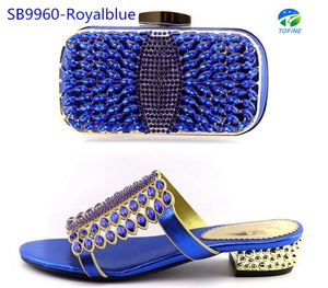 2019 moda tacones bajos plata Nigeria fiesta zapatos y bolso conjunto - Product Image 4