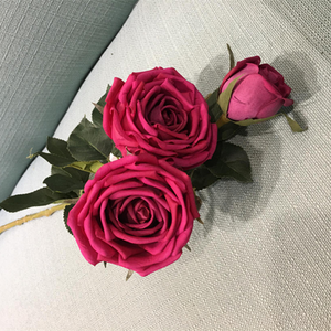 Roses <span class=keywords><strong>artificielles</strong></span> à 3 têtes au toucher réel, décoration de mariage, <span class=keywords><strong>fleurs</strong></span> à vendre - Product Image 1
