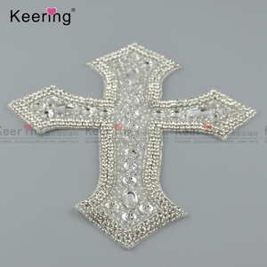 <strong>Cross</strong> Glass Beaded Keering Rhinestone Appliques Crystal <strong>Patch</strong> WRA-844 - Product Image 3