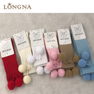 7 couleurs 0-6 ans coton à tricoter bébé fille pom pom chaussettes mignon, bébé chaussons <span class=keywords><strong>enfant</strong></span> en bas âge chaussettes en gros - Product Image 5