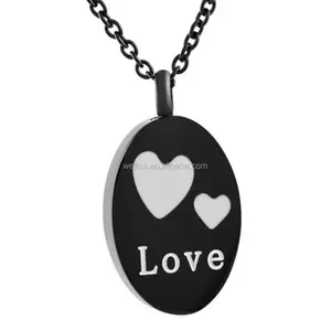 Round with heart ellipse Cremation Ashes Holder Urn Pendant Memorial Locket with fill kit for Love