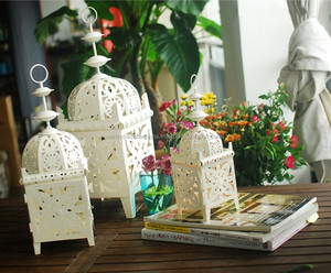 Linterna marroquí blanca para decoración de bodas en el hogar y la Oficina Otros portavelas y tarros de velas - Product Image 1