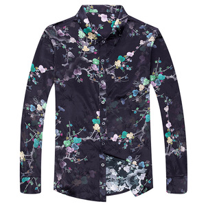 2019 <span class=keywords><strong>noms</strong></span> de marque nouveau style hommes chinois tissé chemises en soie impression chemise chemise à Fleurs - Product Image 2