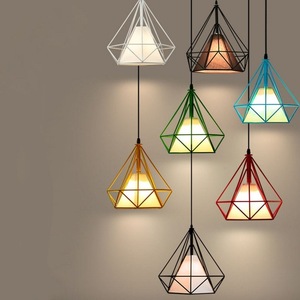 Birdcage Pendant <strong>Lights</strong> Modern Iron <strong>Retro</strong> <strong>Light</strong> Scandinavian Loft Pyramid Lamp Metal Cage with E27 Bulb - Product Image 5