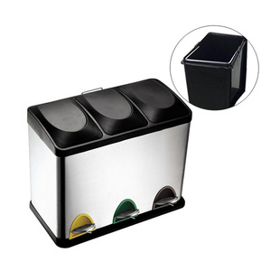 <span class=keywords><strong>Cubo</strong></span> de <span class=keywords><strong>Basura</strong></span> Cuadrado de Acero Inoxidable de 36L con <span class=keywords><strong>Doble</strong></span> Pedal para Reciclaje - Product Image 1