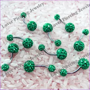 [FC-515D] Hot Sale Crystal Jewelry Double Epoxy Covering Ball Fake Belly Rings