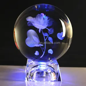 2022 Wholesale Wedding Favors for Guests Customized Crystal Rose 3d Laser Engraved Crystal Rose Flower Gifts