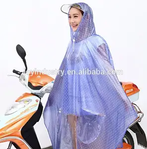 热卖时尚女士雨衣与点，波尔卡圆点雨衣，女士pvc雨衣
