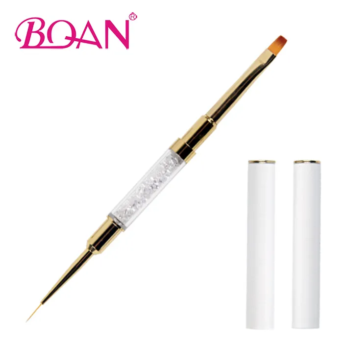 BQAN yeni altın güzel çift kullanımlı tırnak astar fırça iki uçlu naylon saç jeli boyama fırçası