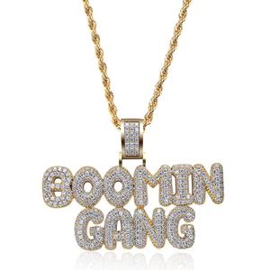 BOOMIN <span class=keywords><strong>GANG</strong></span> Hombres Doble Fila Iniciales Zircon Accesorios Moda Colgante Collar - Product Image 2