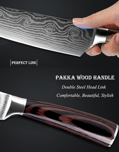 Juegos de cuchillos de Chef de 8 pulgadas, cuchillos de cocina con patrón de acero inoxidable de Damasco láser, cuchillos afilados para rebanar, regalo, utilidad caliente - Product Image 3