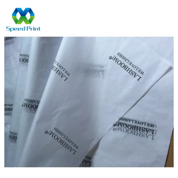 White silk paper with black logo / black logo on white tissue paper / black tissue wrapping paper with white logo printed