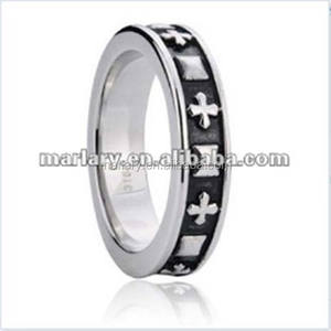 Vente en gros Vintage acier inoxydable émail noir Christian Jésus croix doigt <span class=keywords><strong>tatouage</strong></span> anneau - Product Image 1