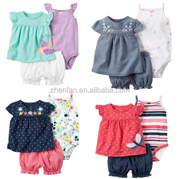 Chất Lượng Cao 100% Cotton Mùa Hè Bé Gái Váy Và Romper Với Quần Short