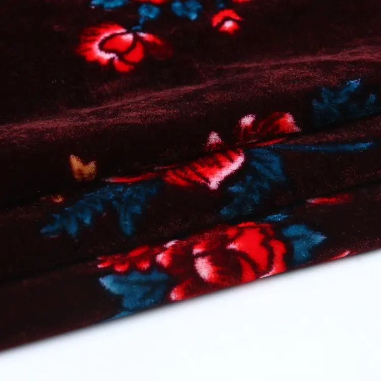 Custom woven 100 polyester floral printed italian velvet 5000 fabric for garment