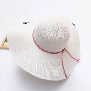 Proveedor confiable de China personalizado lindo al por mayor nueva moda de ala ancha sombrero de paja plana