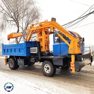 Wiel Dump Truck gemonteerd graafmachine en kraan alle-in-een machine