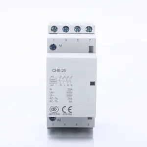 CH8-25 serie 4P 25A automático AC hogar Contactor 220V/230V 50/60Hz, carril Din, Modular, diagrama de cableado Contactor eléctrico