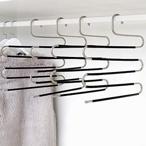 Pegangan ekstra gantungan berbentuk S untuk semua pakaian <span class=keywords><strong>Organizer</strong></span> baja antiselip untuk celana mantel syal jins hemat tempat untuk lemari rumah