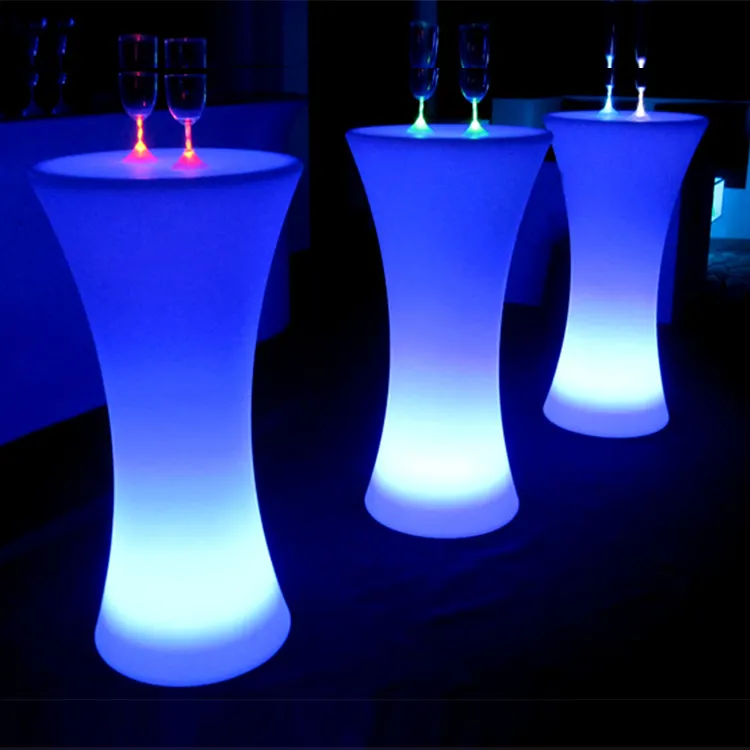 Tavolo da bar a led incandescente moderno ricaricabile impermeabile da tavolo a led per discoteca