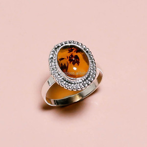 Bague en ambre naturel vente en gros de bijoux fins en argent 925 bijoux en argent sterling fabricant de bagues faites à la main - Product Image 3