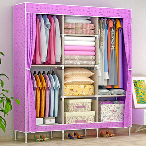 1383-1 não Tecido Wardrobe Mobília Do Quarto de Tecido Dobrável Prateleiras Bar Enforcamento Sapatos Roupas Organizador Do Armário
