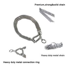 Kingtale grosir tugas berat tiga baris Tautan kalung rantai anjing untuk hewan peliharaan perak padat kerah hewan peliharaan & kalung gesper keling - Product Image 2