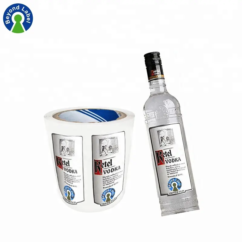 Custom Logo Printing Adhesive Vodka Label Stickers Roll at Wholesale Price