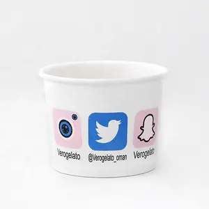 wholesale Disposable ice cream bowl Custom Made Logo Printing Ice Cream Paper Cup Customized