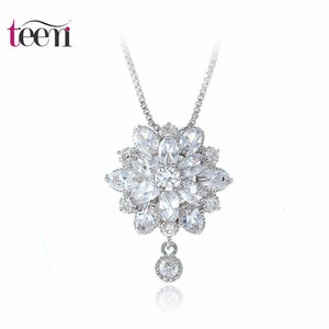 Bijoux Teemi Haute Qualité Mode féminine cou Sexy Hot Sale <span class=keywords><strong>Marquise</strong></span> Cut Zircon princesse fleur collier pendentif Stock - Product Image 1
