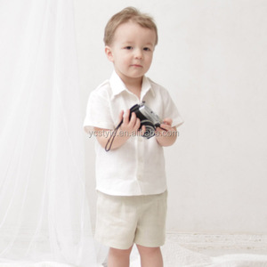 Chemises en <span class=keywords><strong>lin</strong></span> de haute qualité pour garçons en bas âge, style boutique, manches courtes, col en V - Collection Printemps-Été Normcore/Minimaliste - Product Image 3