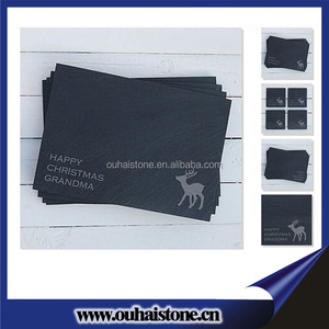Holesale-vajilla impermeable de piedra negra natural, bandeja de pizarra para postres, placa USI - Product Image 4