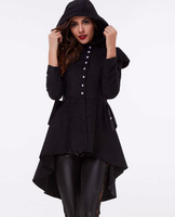 Vestes pour femmes tendance, couleur noire, devant court, dos long, lacets, manteaux d'hiver pour femmes