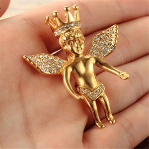 Collar de acero inoxidable para hombre, Hiphop, chapado en oro de 18K, corona, alas de Ángel, símbolo de Pequeño Príncipe - Product Image 6