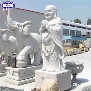 Çin doğa beyaz mermer taş yaşam boyutu buda heykeli