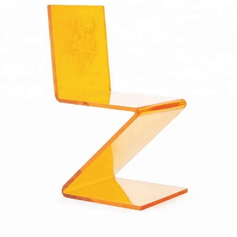 Nouveau Design Cristal Acrylique Chaise de Café avec Pliable Jaune Coaster