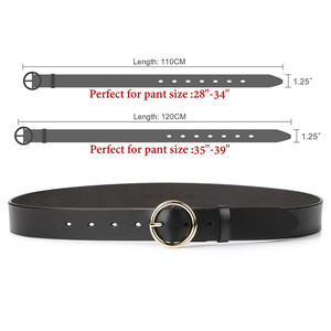 <span class=keywords><strong>Ceinture</strong></span> en cuir véritable noir rétro pour femmes avec boucle à ardillon ronde - Product Image 5