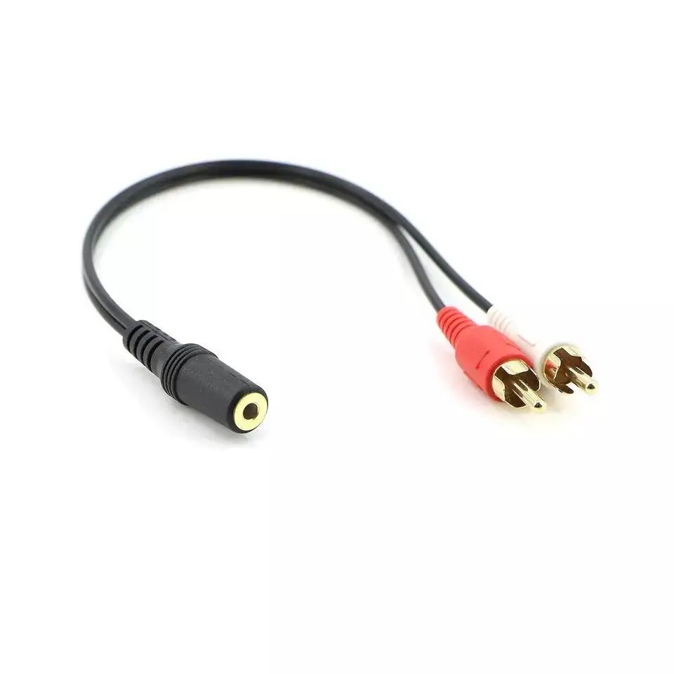 30センチメートル黒色3.5ミリメートル1/8 "StereoにFemale 2 Male RCA Jack Adapter AUX Audio Y Cable Splitter