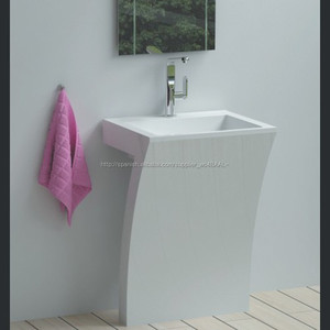 Venta al por mayor baño <span class=keywords><strong>independiente</strong></span> gratis <span class=keywords><strong>fregadero</strong></span> de lavado de manos sink blanco lavabo de acrílico - Product Image 1