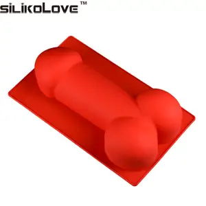 Hot Sell Silicone Funny Penis Dick Shape Cube Cake Chocolate Baking Mold For Party Diy