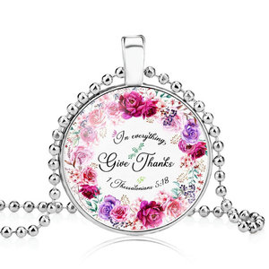 Venta al por mayor de plata católica flor encanto cúpula de cristal verso de la <span class=keywords><strong>Biblia</strong></span> collares fe inspiradora mujeres hombres joyería <span class=keywords><strong>cristiana</strong></span> regalos - Product Image 4