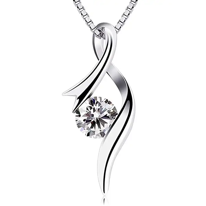 Twist heart jewellery 925 Sterling silver pendant necklaces with cz