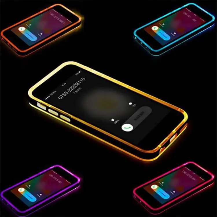 JESOY LED Flash Light UP Remind Incoming Call TPU PC Clear Phone Cover Case For iPhone 6s 6 Plus 5 5S for samsung