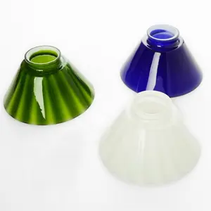 Aangepaste Handgeblazen Effen Groen Gekleurde Glas Bel Hanger Lamp Cover Blauw Kegel Verlichting Schaduw