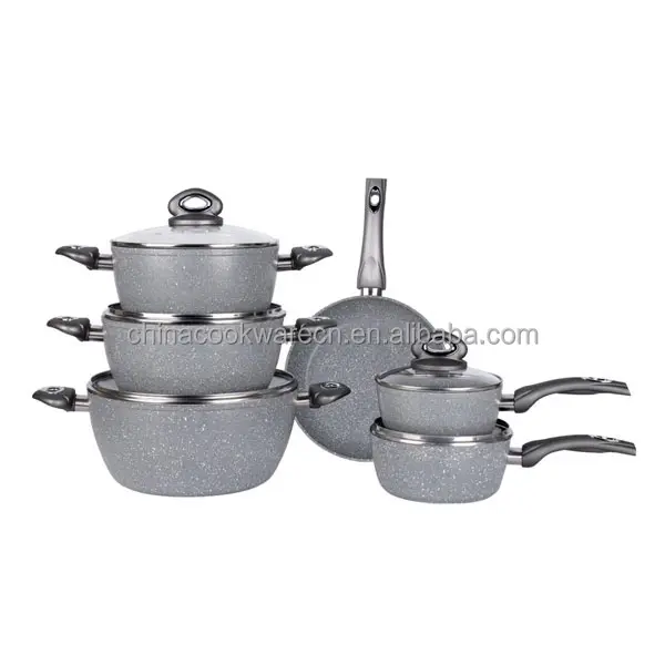 Health and safe aluminum forged marble coated cookware set