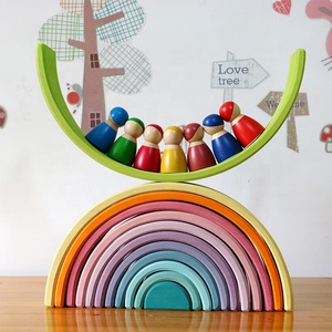 Permainan Susun Pelangi Warna-warni Montessori Kustom Blok Pelangi Bangunan Kayu - Product Image 2