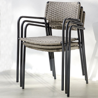 Fauteuil en corde tressée avec cadre en métal, chaise de café empilable d'occasion